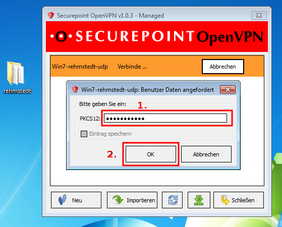 OpenVPN einloggen